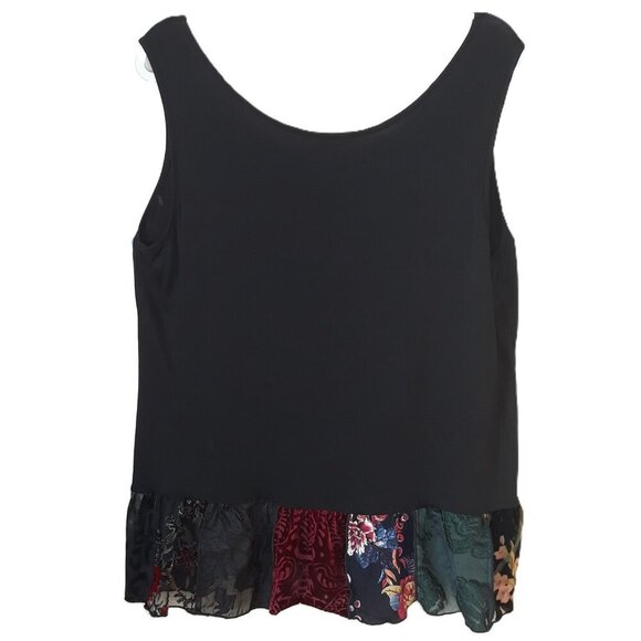 John Mark Sheer Mix Media Velvet Trim Tank Top XL Lagenlook Dark Romantic Fall - Picture 4 of 10